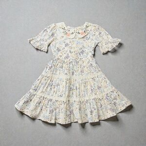 Patachou Charming Multi Color Floral Kids Tiered Dress Size 4-5Y
